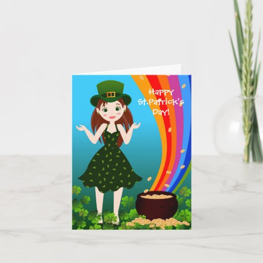 Girl viert Saint Patrick Kaart (Voorkant)