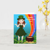 Girl viert Saint Patrick Kaart (Gele Bloem)