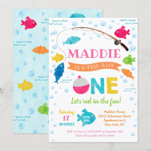 Girl Vist O-fish-ally 1st Birthday Invitation Kaart