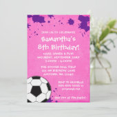 Girl Voetbal Birthday Party Kaart (Staand voorkant)