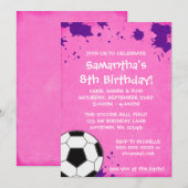 Girl Voetbal Birthday Party Kaart (Voorkant / Achterkant)