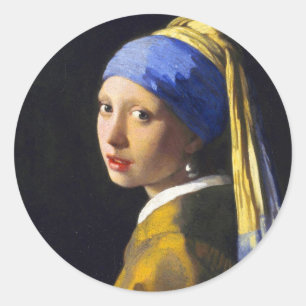 Girl w Pearl Earring ~ Vermeer Ronde Sticker