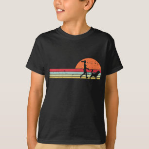 Girl Walking Beagle Retro Animal Pet Hound Dog Wom T-shirt