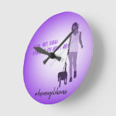 Girl Walking Dog Clock Ronde Klok (Hoek)