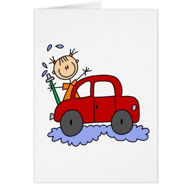 Girl Washing Car Card (Voorkant)