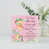 Girl Watermelon Baby shower Kaart (Staand voorkant)