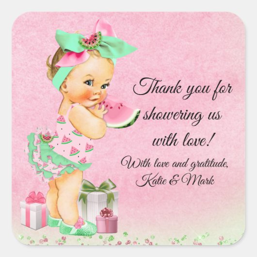 Girl Watermelon Baby Shower Stickers (Voorkant)