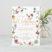 Girl Waterverf Wildflower Baby shower Kaart (Staand voorkant)