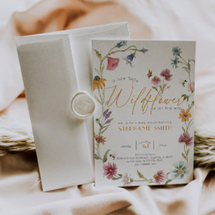 Girl Waterverf Wildflower Baby shower Kaart