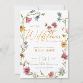 Girl Waterverf Wildflower Birthday Kaart (Voorkant)