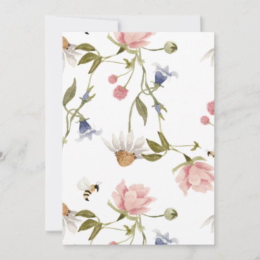 Girl Waterverf Wildflower Birthday Kaart (Achterkant)