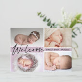 Girl Welcome Sweet Baby Foto Collage Birth Aankondiging (Staand voorkant)