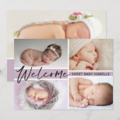 Girl Welcome Sweet Baby Foto Collage Birth Aankondiging (Voorkant / Achterkant)