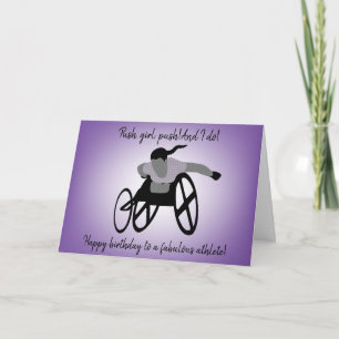 Girl Wheelstoel Athlete Birthday Card Kaart