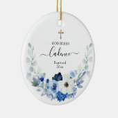 Girl White blue Floral Baptized Ceramic Ornament (Rechts)