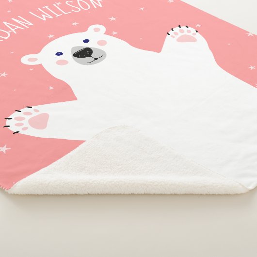 Girl White Polar Beer Gray Pink Baby Sherpa Deken (3/4)