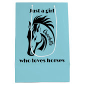 Girl Who Loves Horses Design Gift Bag Medium Cadeauzakje (Achterkant)