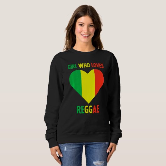 Girl Who Loves Reggae Music Jamaica Rastafari Jama Trui (Voorkant volledig)