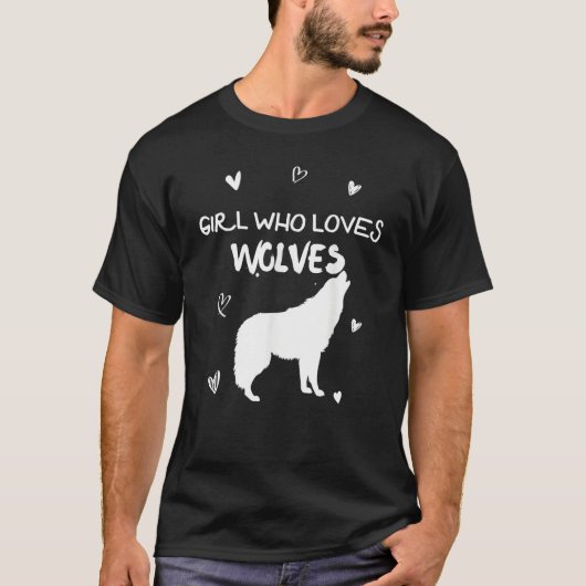 Girl Who Loves Wolves Howling Wolf Silhouette T-shirt (Voorkant)