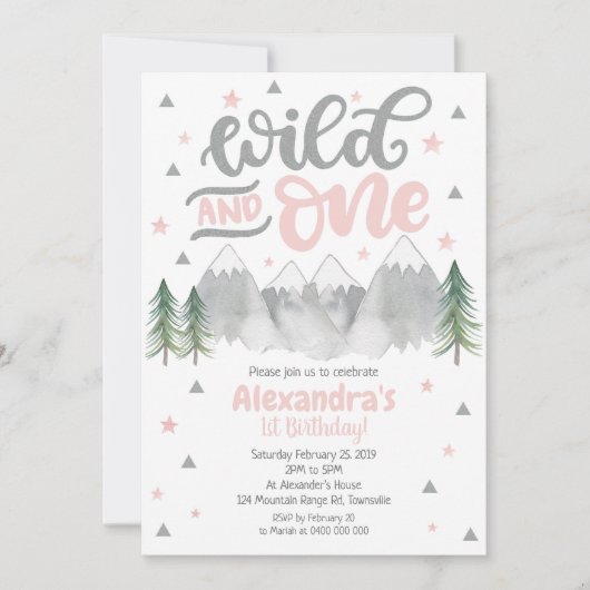 Girl Wild One 1e verjaardag uitnodiging (Voorkant)