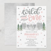 Girl Wild One 1e verjaardag uitnodiging (Voorkant / Achterkant)