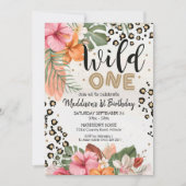 Girl Wild One Birthday Invitation Cheetah Print Kaart (Voorkant)