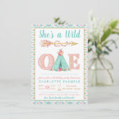 Girl Wild One Birthday Party Invitation Kaart (Staand voorkant)