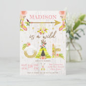 Girl Wild One Boho eerste verjaardagsfeestje Kaart (Staand voorkant)