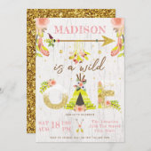 Girl Wild One Boho eerste verjaardagsfeestje Kaart (Voorkant / Achterkant)
