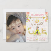 Girl Wild One Boho First Birthday Kaart (Voorkant)