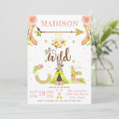 Girl Wild One Boho First Birthday Kaart (Staand voorkant)