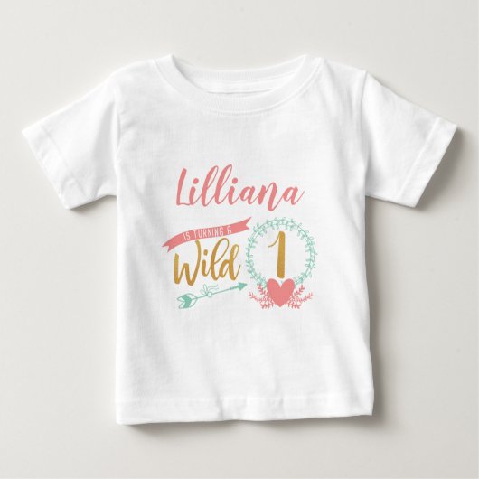 Girl Wild One Boho Tribal Eerste Verjaardag Shirt (Voorkant)
