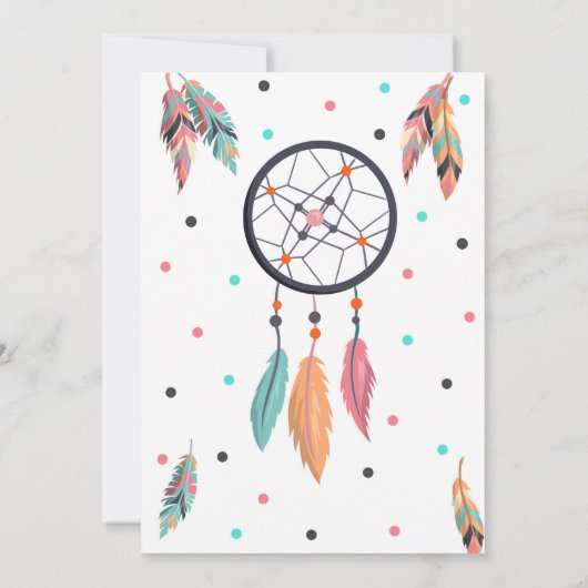 Girl Wild One Dreamcatcher Uitnodiging 1e Verjaard (Achterkant)