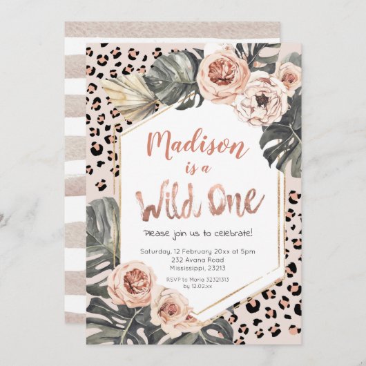 Girl Wild One Leopard Print Birthday Kaart (Voorkant / Achterkant)