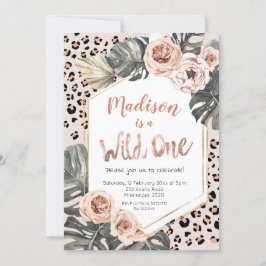 Girl Wild One Leopard Print Birthday Kaart