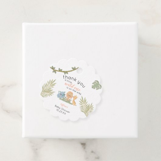 Girl Wild One Safari Animals Baby shower Bedankjes Labels (In situ)