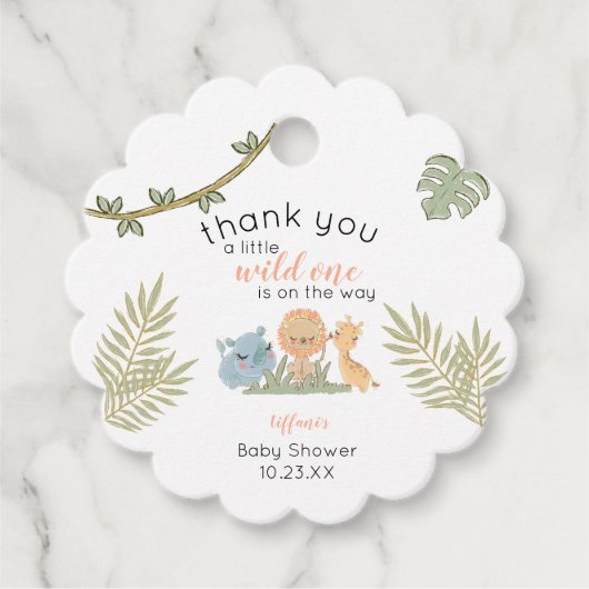 Girl Wild One Safari Animals Baby shower Bedankjes Labels (Voorkant)