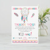 Girl Wild One Tribal Birthday Boho Bedankt (Staand voorkant)