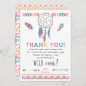 Girl Wild One Tribal Birthday Boho Bedankt (Voorkant / Achterkant)