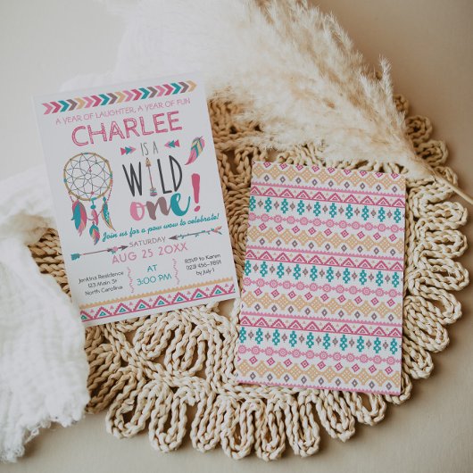 Girl Wild One Tribal Birthday Boho Kaart