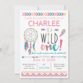 Girl Wild One Tribal Birthday Boho Kaart (Voorkant)