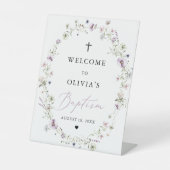 Girl Wildflower Baptism Welkom Pedestal Sign Reclamebord Met Voetstuk (Voorkant)