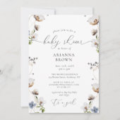 Girl Wildflower Calligraphy Baby shower Invitation Kaart (Voorkant)