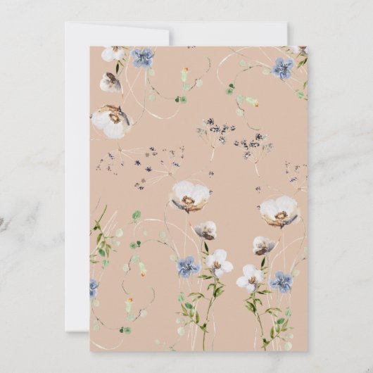 Girl Wildflower Calligraphy Baby shower Invitation Kaart (Achterkant)