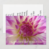 GIRL WILT GEWOON VUN HEBBEN! Uitnodigingen Dahlias (Voorkant / Achterkant)