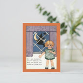 Girl Window Witch Crescent Moon Bat Briefkaart (Staand voorkant)