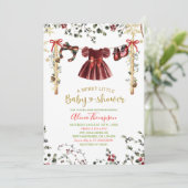 Girl Winter Clothes Merry Little Baby Shower Kaart (Staand voorkant)