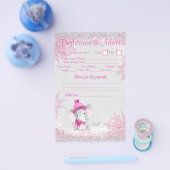 Girl Winter Elephant Baby shower Double Game Flyer (Enkel)