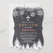 Girl Winter Holiday Snowflakes Chalkboard Baptisme Kaart (Voorkant)