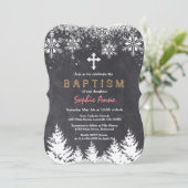 Girl Winter Holiday Snowflakes Chalkboard Baptisme Kaart (Staand voorkant)